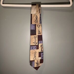 Larson Brothers 100% Silk Tie Men Golfing Caddy Golf Balls, Tan Black Multi